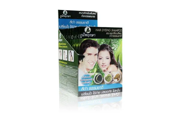 POOKPUKSA Herbal Hair Dyeing Shampoo, Black - 25 ml