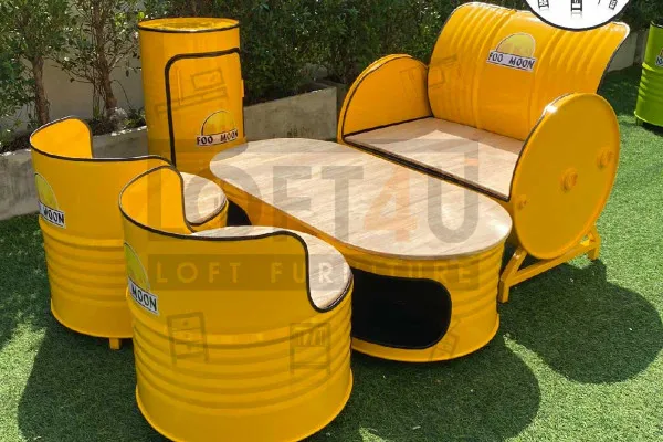 E Loft Style Steel Tank Sofa Set