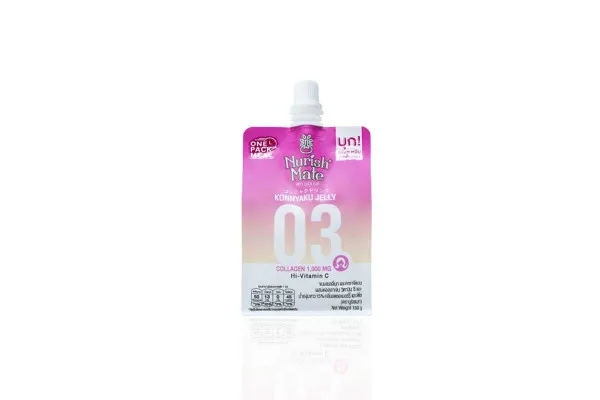 NURISHMATE Konnyaku Jelly Drink, Strawberry Peach Flavor with Collagen 1000 Mg - 150 g