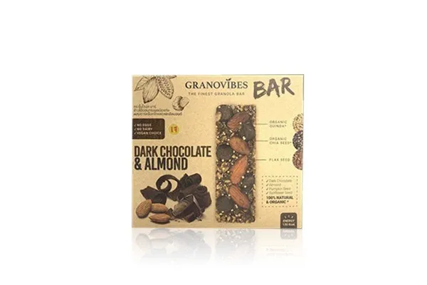GRONOVIBES BAR Dark Chocolate & Almond - 28 g x 6 bars