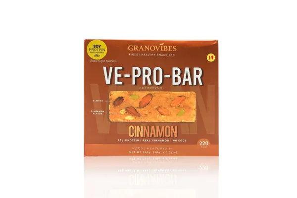  GRANOVIBES Ve-Pro-Bar, Cinnamon - 240 g (40g x 6 pcs)