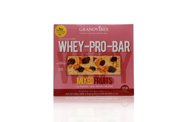 GRANOVIBES Ve-Pro-Bar, Mixed Fruits - 240 g (40g x 6 pcs)