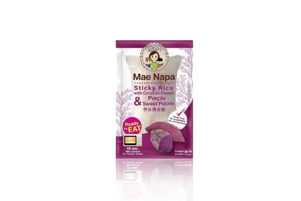 Steamed Sticky Rice with Coconut Cream, Purple Sweet Potato - 80 g