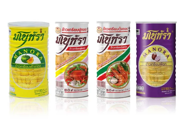 MANORA Crispy Seafood & Veggie Chips, in Tin Bottle