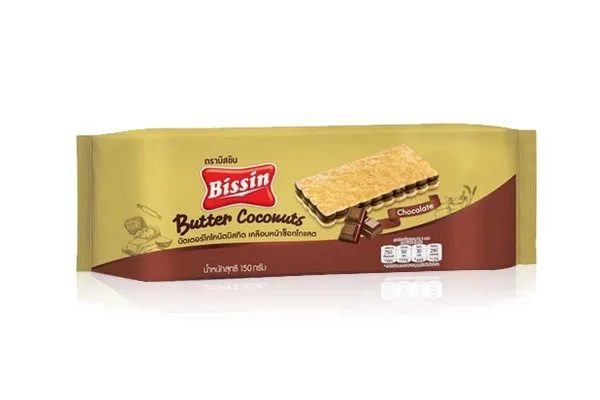BISSIN Butter Coconut Sandwich Biscuit, Cocoa Flavor - 150 g