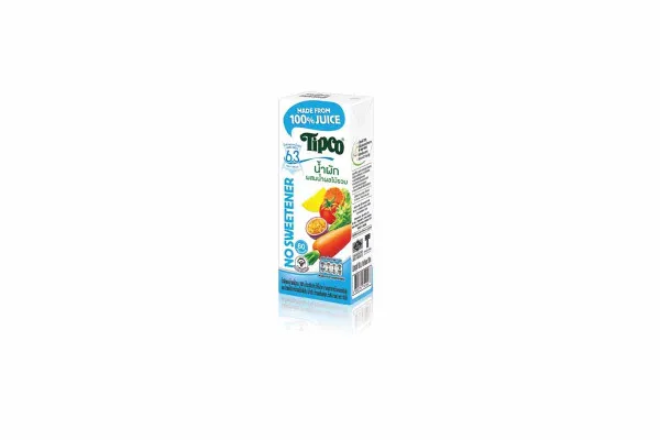 TIPCO 100% Veggie Juice, Mixed Veggie & Fruit Juice (Less Sweet) - 200 ml