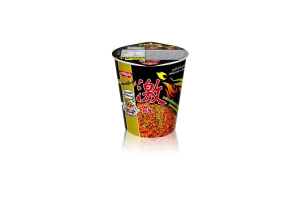 NISSIN Instant Noodles Premium Cup Dry Type, Korean Hot Chili Chicken - 71 g
