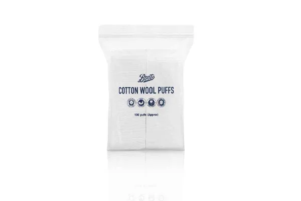 BOOTS Facial Cotton Wool Puffs, Side Sealed - 100 sheets