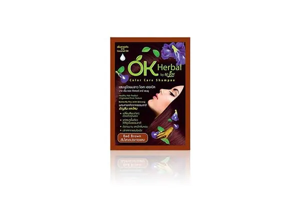OK HERBAL Color Care Shampoo, Reddish Brown - 30 g
