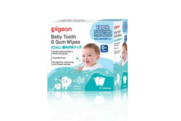 PIGEON Baby Tooth & Gum Wipes, Natural Flavour - 70 pcs