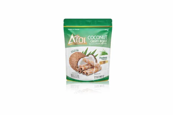 AROI, Coconut Crispy Rolls Pandan - 80 g
