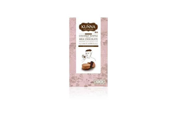 KUNNA Coconut Crispy Rolls, Coconut Waffle Filled with Milk Chocolate Cream - 90 g