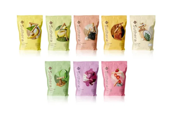 SUTHERA Popular Thai Coconut Roll in Variety of Flavors,70 g Box