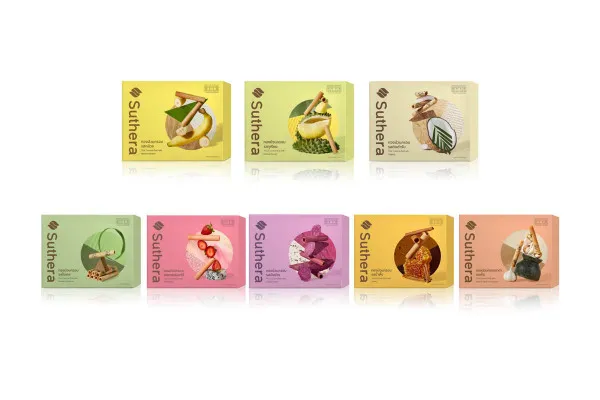 SUTHERA Popular Thai Coconut Roll in Variety of Flavors,192 g Box