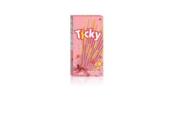 TICKY Coated Biscuit, Strawberry - 432 g (36 g x 12 pcs)