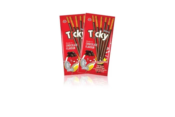 TICKY Skinny Biscuit, Coated Chocolate - 192 g (16 g x 12 pcs)