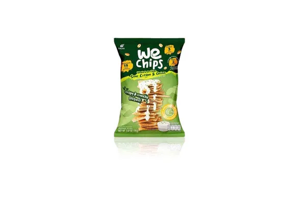 WE CHIPS Whole Grain Chips, Sour Cream & Onion - 70 g
