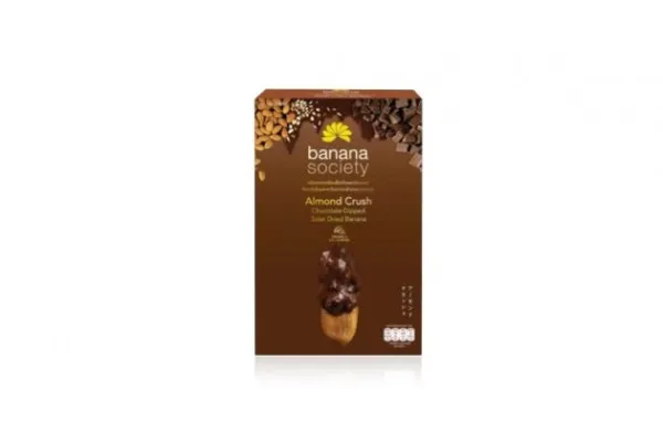 BANANA SOCIETY Solar Dried Banana, Chocolate Dipped with Almond Crush - 180 g