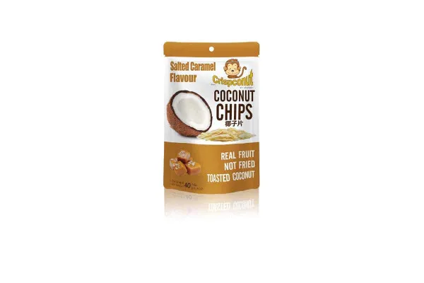 CRISPCONUT Coconut Chips, Caramel  - 40 g